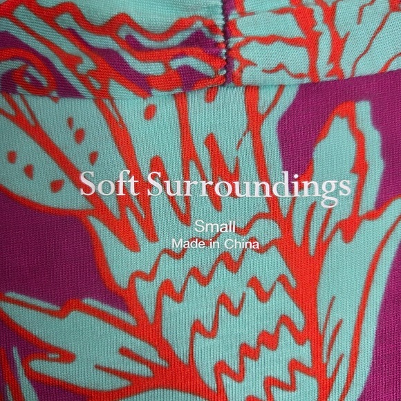 3 /$30 Soft Surroundings Floral Knit Tunic Top Purple Turquoise‎ Orange Small - Picture 7 of 10